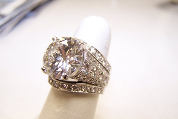 Diamond ring on finger