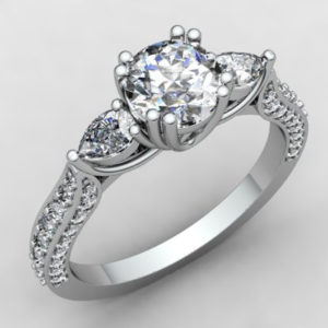 Three Gemstone Diamond Engagement Ring Style
