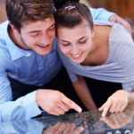 happy young romantic couple in love buy jewelry ring in luxury store